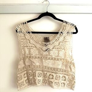Moon Collection Cream Lace Crop Top